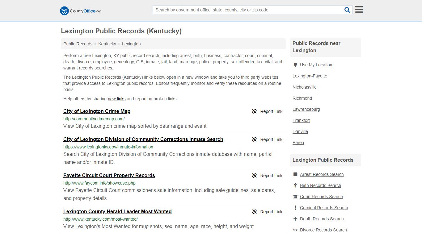 Public Records - Lexington, KY (Business, Criminal, GIS, Property ...